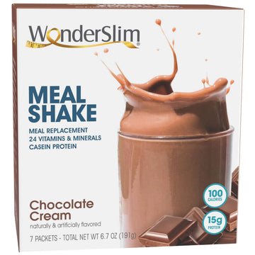 Wonderslim Meal Replacement Shake, Chocolate Cream, 15G Protein, 24 Vitamins & Minerals, Gluten Free (7Ct)