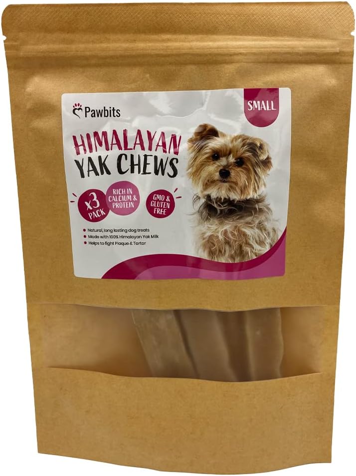 Pawbits Himalayan Yak Chews in 3 Pack 140g - Long-lasting, Natural Yak Milk Cheese Bones for Dogs - Protein & Calcium Dental Stick for Puppy & Senior Oral Hygiene :Pet Supplies