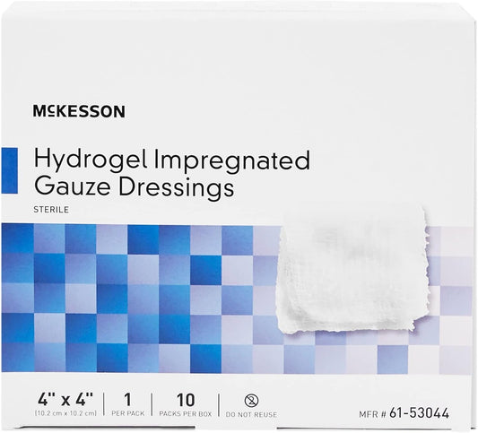 Mckesson Hydrogel Impregnated Gauze Dressing, Sterile, 4 In X 4 In, 10 Count, 1 Pack