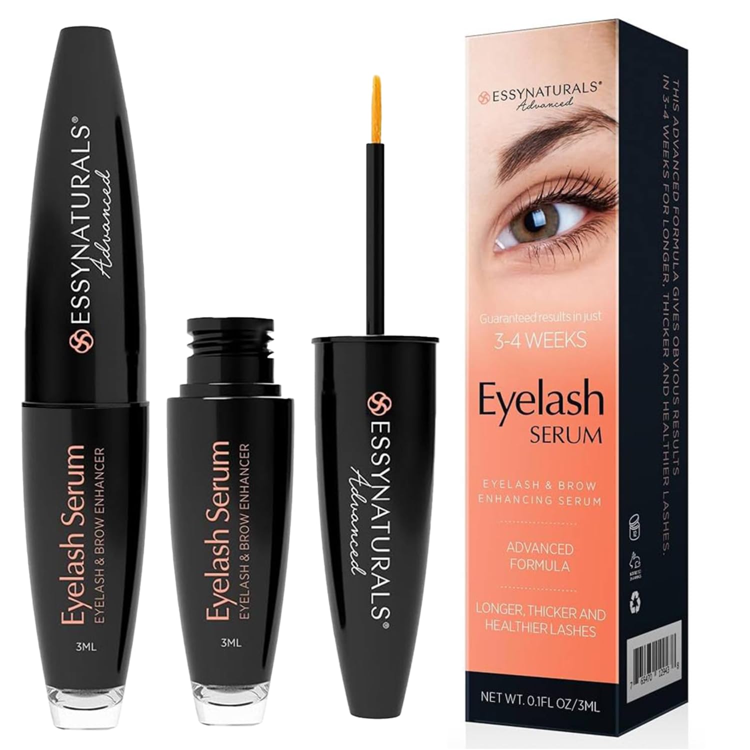Essynaturals Premium Eyelash Growth Serum For Longer, Fuller, Thicker Lashes