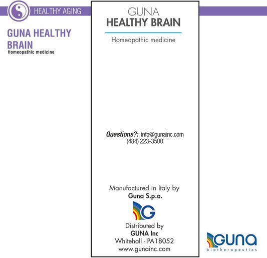 Guna Healthy Brain, Natural Homeopathic Support for Mental Fatigue, Concentration, Memory and Mental Clarity - 1 Ounce