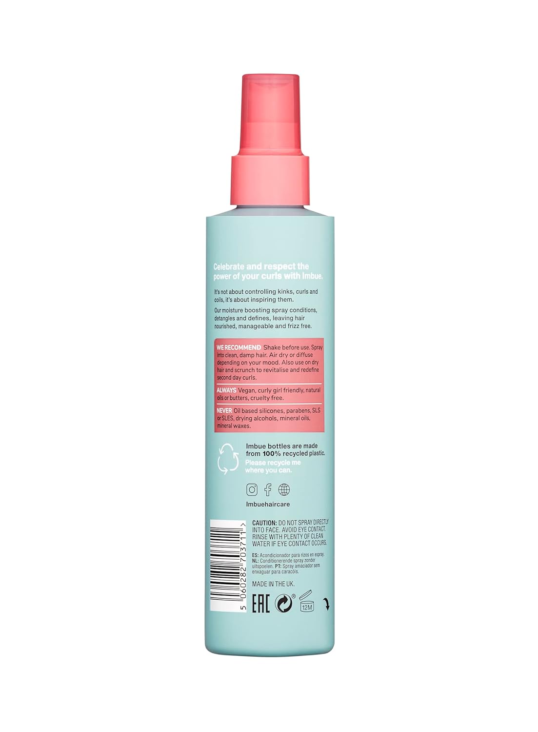 Imbue Curl Inspiring Hair Conditioning Leave In Spray, Treatment For Curly Hair, Frizz Control | Hair Leave in Conditioner For Dry, Damaged Curls | Curly Girl Compliant, Vegan 6.7 fl oz, Coconut Oil : Beauty & Personal Care