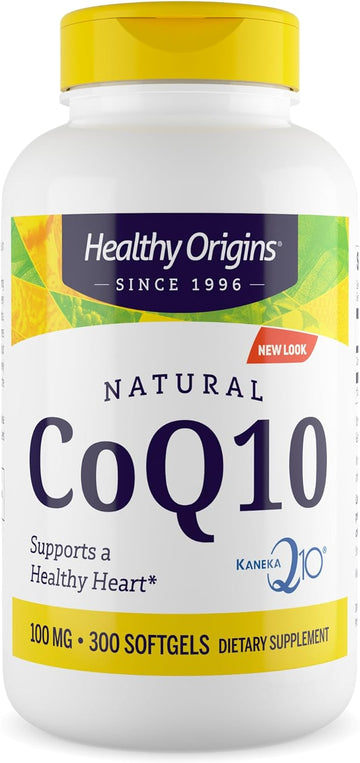 Healthy Origins Natural CoQ10 (Kaneka Q10), 100 mg - Heart Health & Energy Supplement - Gluten-Free & Non-GMO Supplements - 300 Softgels