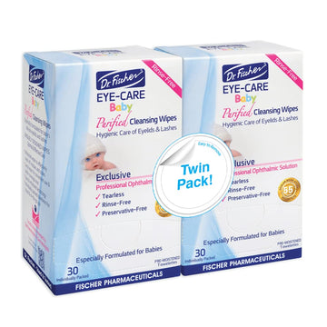 Dr. Fischer Premium Baby Eyelid Wipes, 60 Count, Pre-Moistened, Hypoallergenic, Non-Irritating, Rinse Free, Pediatrician Recommended