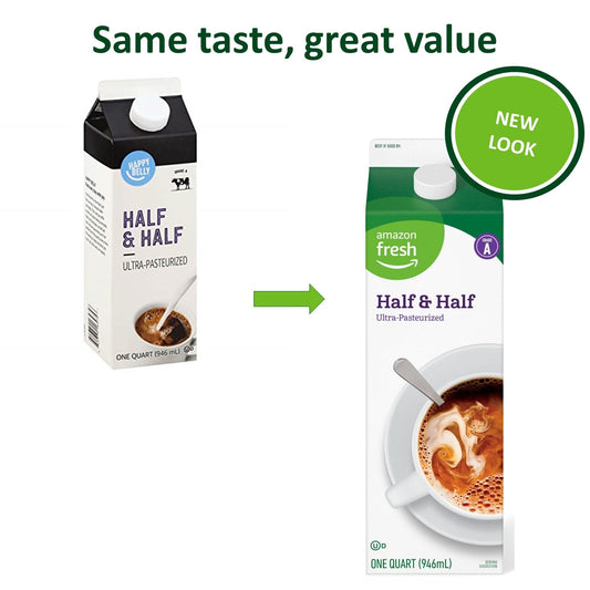 Amazon Fresh, Half & Half, Ultra Pasteurized, Kosher, 32 Fl Oz (Previously Happy Belly, Packaging May Vary)