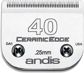Andis – 64265, Ceramic Edge Detachable Pet Clipper Blade – Comprised of Carbon-Infused Steel, Exclusive Hardening Process - for AGC, BG, DBLC, FHC & BDC Series - 1/100" (0.25mm) Cut Length, Chrome