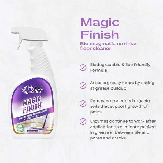 Magic Finish Enzyme-Based Industrial No Rinse Floor Cleaner Eats Away Grease Buildup In Tile And Grout- Biodegradable Formula- (Ready To Use 24 +Concentrated Gallon)