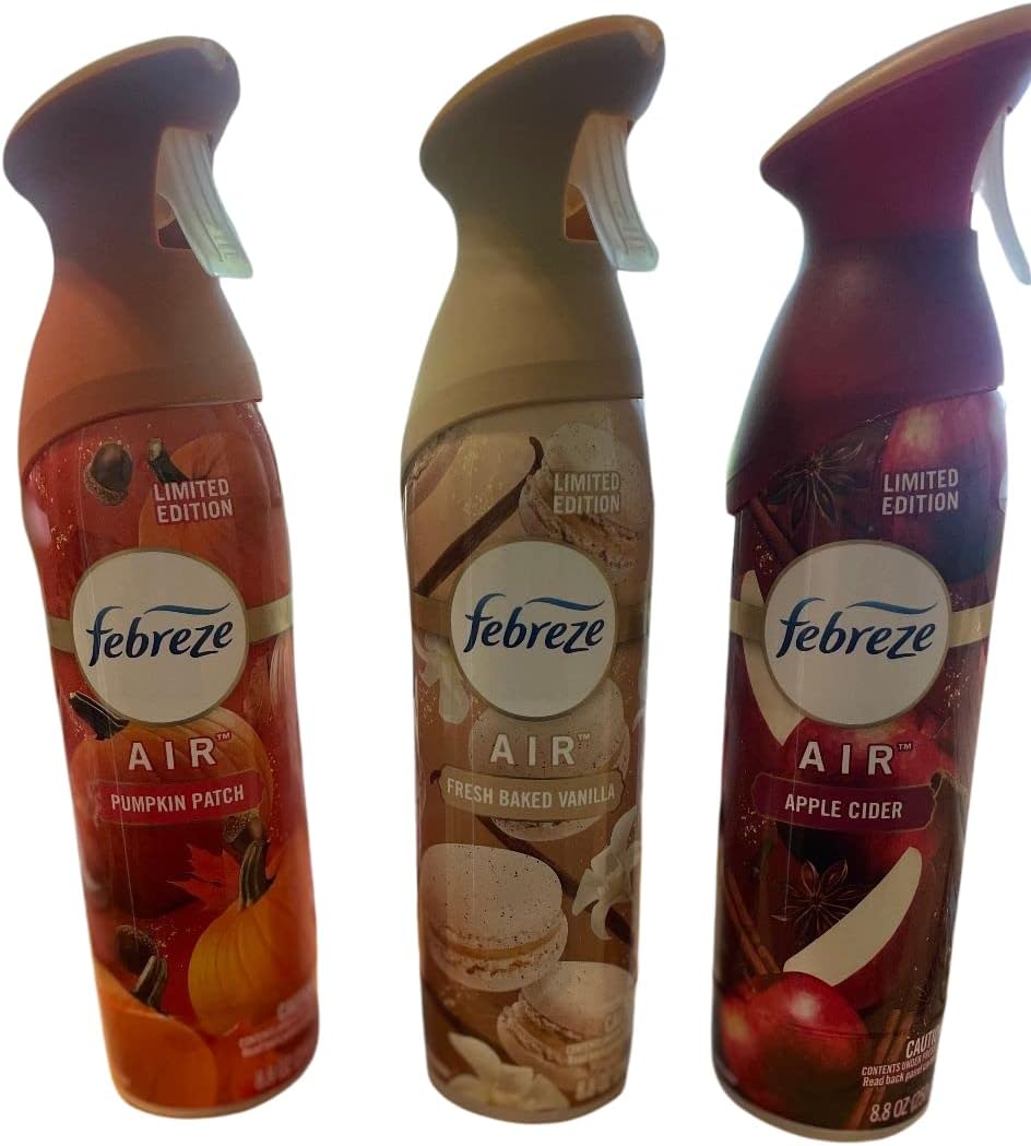 Febreze Limited Edition Fall Air Freshener Bundle - 1 each of Fresh Baked Vanilla, Apple Cider, and Pumpkin Patch, 8.8 Ounce (Pack of 3) : Health & Household