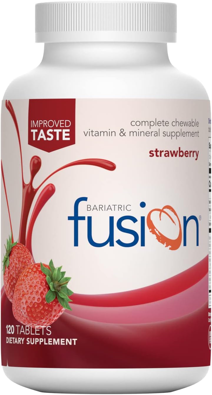 Bariatric Fusion Strawberry Complete Chewable Bariatric Multivitamin With Iron For Bariatric Surgery Patients Including Gastric Bypass And Sleeve Gastrectomy - 120 Tablets