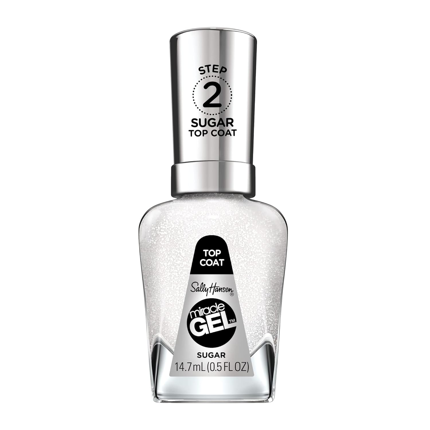 Sally Hansen Miracle Gel™, Sugar Top Coat, Long Lasting, Gel-Like Formula, No Uv Lamp Needed, Glitter Nail Polish