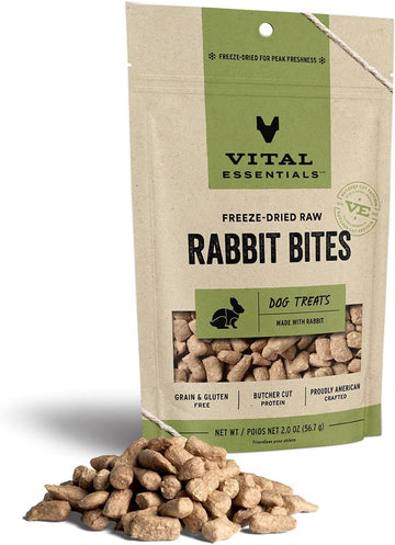 Vital Essentials Freeze Dried Raw Whole Animal Dog Treats, Rabbit Bites, 2 Oz