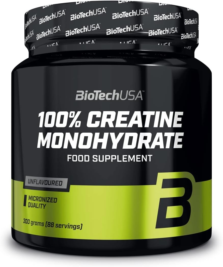Biotechusa 100% Creatine Monohydrate | Pharmaceutical-Grade Creatine | Micronized | Vegan | Glutenfree, Unflavoured, 300 G