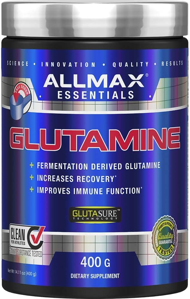 Allmax Nutrition L - Glutamine Powder, Muscle Recovery Formula, Gluten Free, Vegan, 400 Grams