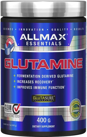 Allmax Nutrition L - Glutamine Powder, Muscle Recovery Formula, Gluten Free, Vegan, 400 Grams