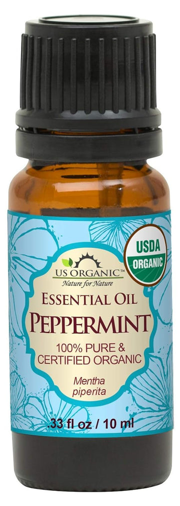 US Organic 100% Pure Peppermint Essential Oil - USDA Certified Organic - 10 ml - w/Improved caps and droppers (More Size Variations Available)