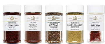 India Tree Mediterranean Spice Gift Pack - Aleppo Pepper, Sumac, Za'Atar, Ras El Hanout, And Saffron - 7.37 Ounces Total