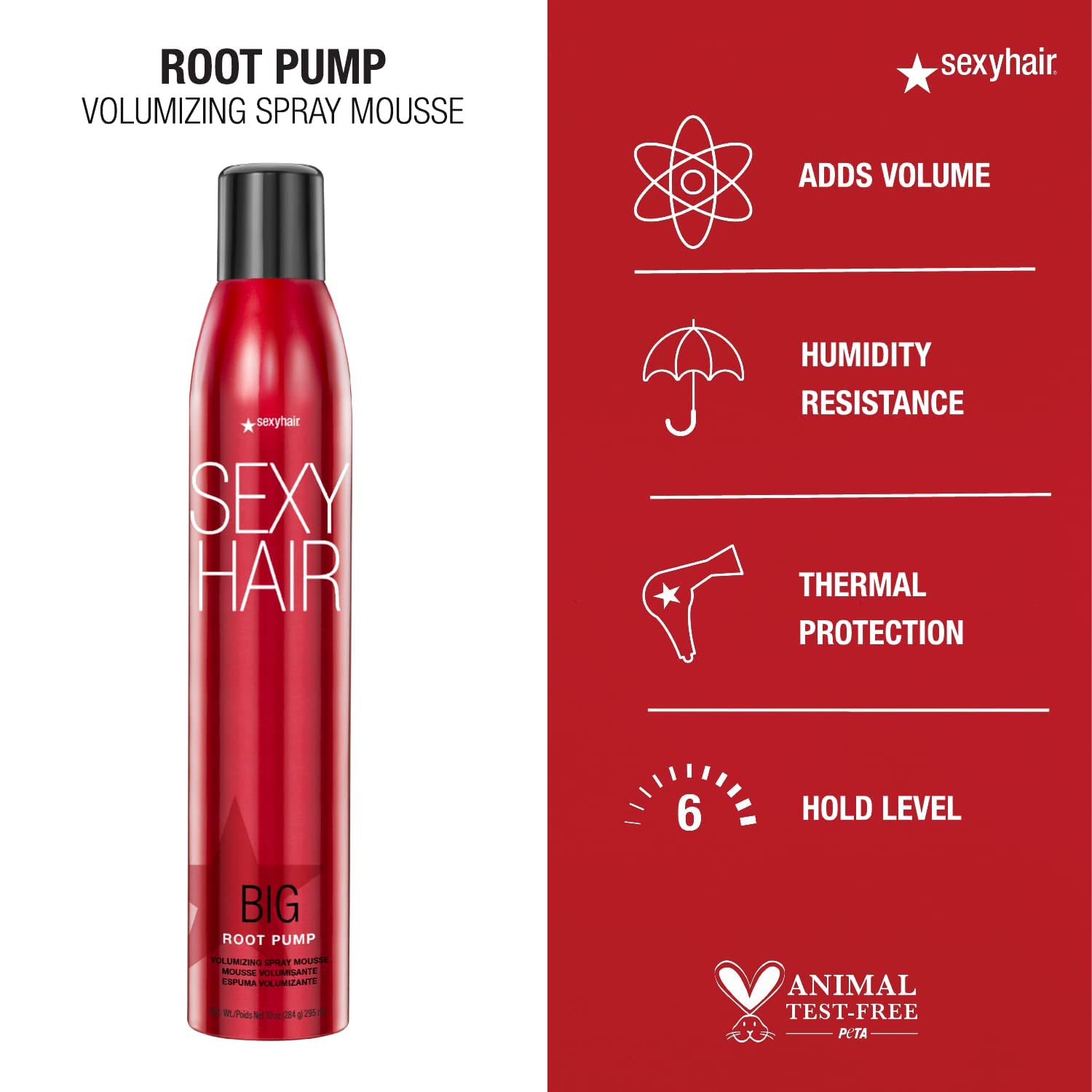SexyHair Big Root Pump Volumizing Spray Mousse Travel Size, 1.6 Oz | Volume with Medium Hold | Up to 72 Hour Humidity Resistance : Beauty & Personal Care