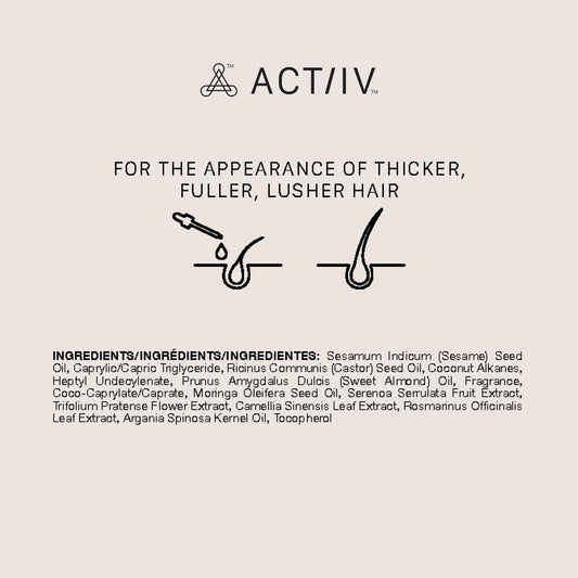 Actiiv Thickening Hair Serum - Oil Based | Supports The Appearance Of Thicker, Fuller-Looking Hair, For Textured & Curly Hair, Deeply Nourishes & Strengthens Roots, Non-Greasy, All Hair Types, 1.8 Oz