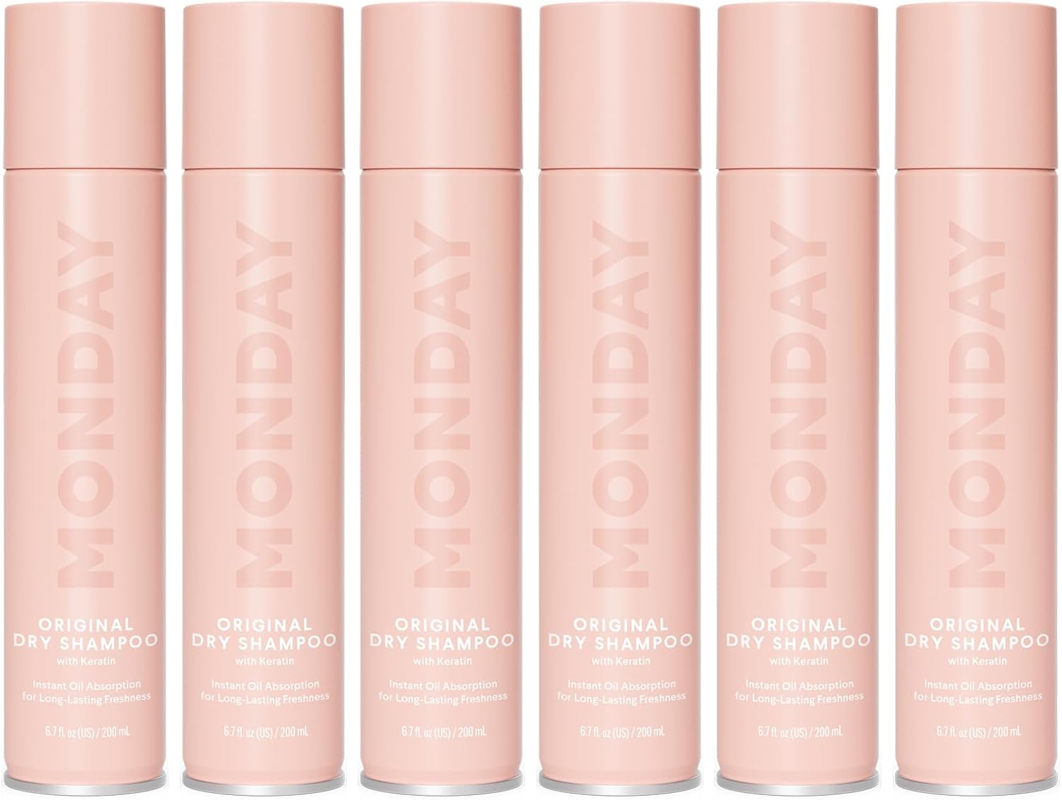 Monday Haircare 6 X 200 Ml Volume Dry Shampoo With Collagen, Oil-Absorbing Ideal For Thin & Fine Hair