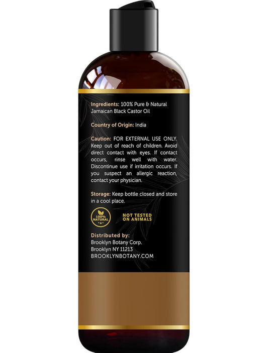 Brooklyn Botany Jamaican Black Castor Oil For Hair Growth, Eyelashes & Eyebrows - 100% Pure And Natural Carrier Oil, Hair & Body Oil - Massage Oil For Aromatherapy - 8 Fl Oz