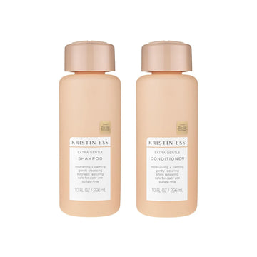 Kristin Ess Hair Extra Gentle Shampoo + Conditioner Bundle - Sensitive Skin + Scalp, Cleanses, Nourishing + Calming, Hydrating Conditioner, Vegan, Sulfate Free, Color Safe + Keratin Safe, 2 Piece Set