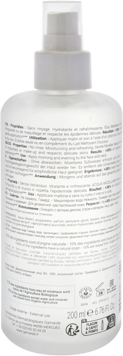 Gamarde Gentle Micellar Water, Cleanser And Make-Up Remover For Sensitive And Reactive Skin 200 Ml