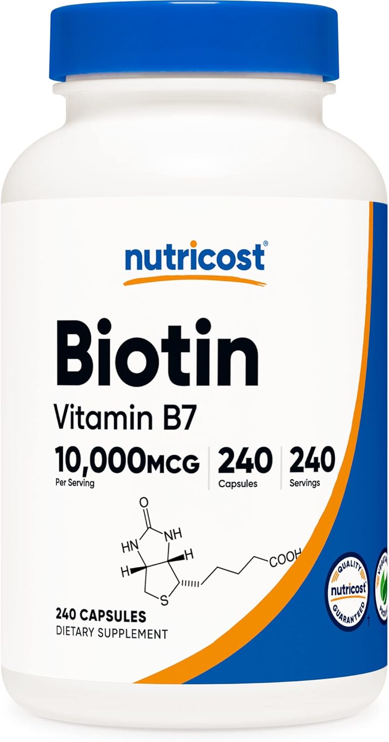 Nutricost Biotin (Vitamin B7) 10,000Mcg (10Mg) Vitamin Supplement, 240 Capsules - Vegetarian, Gluten Free, Quick Release, Non-Gmo