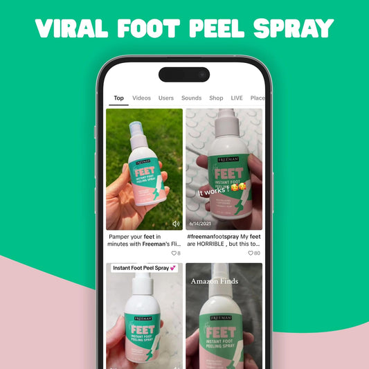 Freeman Flirty Feet Instant Foot Peeling Spray, Exfoliating Foot Mask For Summer, Moisturizing & Smooth Dry, Cracked Heels, Remove Dead Skin Quickly, Cruelty-Free & Vegan, 4 Fl.Oz./ 118 Ml Bottle