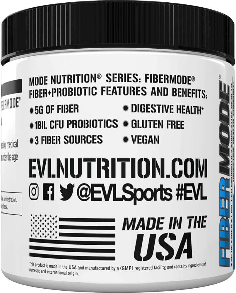 Evlution Nutrition Fibermode - Fiber + Probiotic Powder - Digestive Health & Immune Support - 1Bil Cfu Probiotics + 5G Fiber - Gluten Free & Vegan - Unflavored - Dietary Supplement - 30 Servings : Health & Household