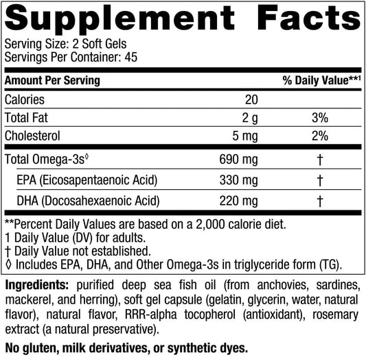 Nordic Naturals Omega-3, Lemon Flavor - 90 Soft Gels - 690 mg Omega-3 - Fish Oil - EPA & DHA - Immune Support, Brain & Heart Health, Optimal Wellness - Non-GMO - 45 Servings