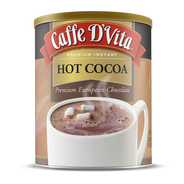 Caffe D’Vita Hot Cocoa Mix - Hot Chocolate Mix, Gluten Free, Low Fat, No Cholesterol, No Hydrogenated Oils, No Trans Fat, Kosher, Hot Cocoa Powder Mix Bulk 1 Lb. Can (16 Oz.)