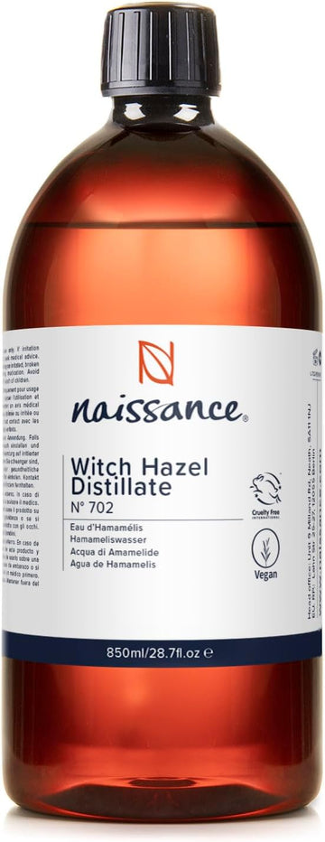 Naissance Distilled Witch Hazel (No. 702) - 850 ml - Non-Alcoholic, Pure, Natural - Cleansing & Toning - for Aromatherapy, Skincare and DIY Beauty