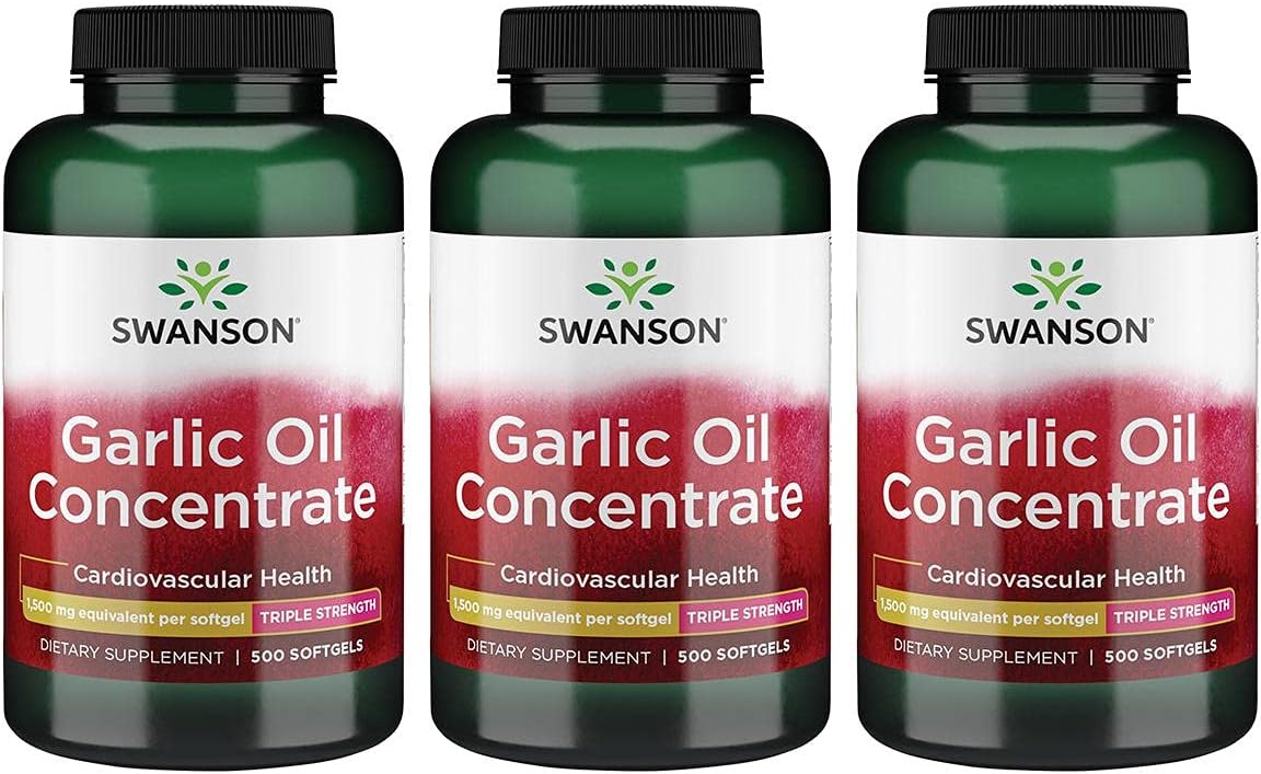 Swanson Garlic Oil Concentrate - Triple Strength 1,500 Mg 500 Sgels 3 Pack