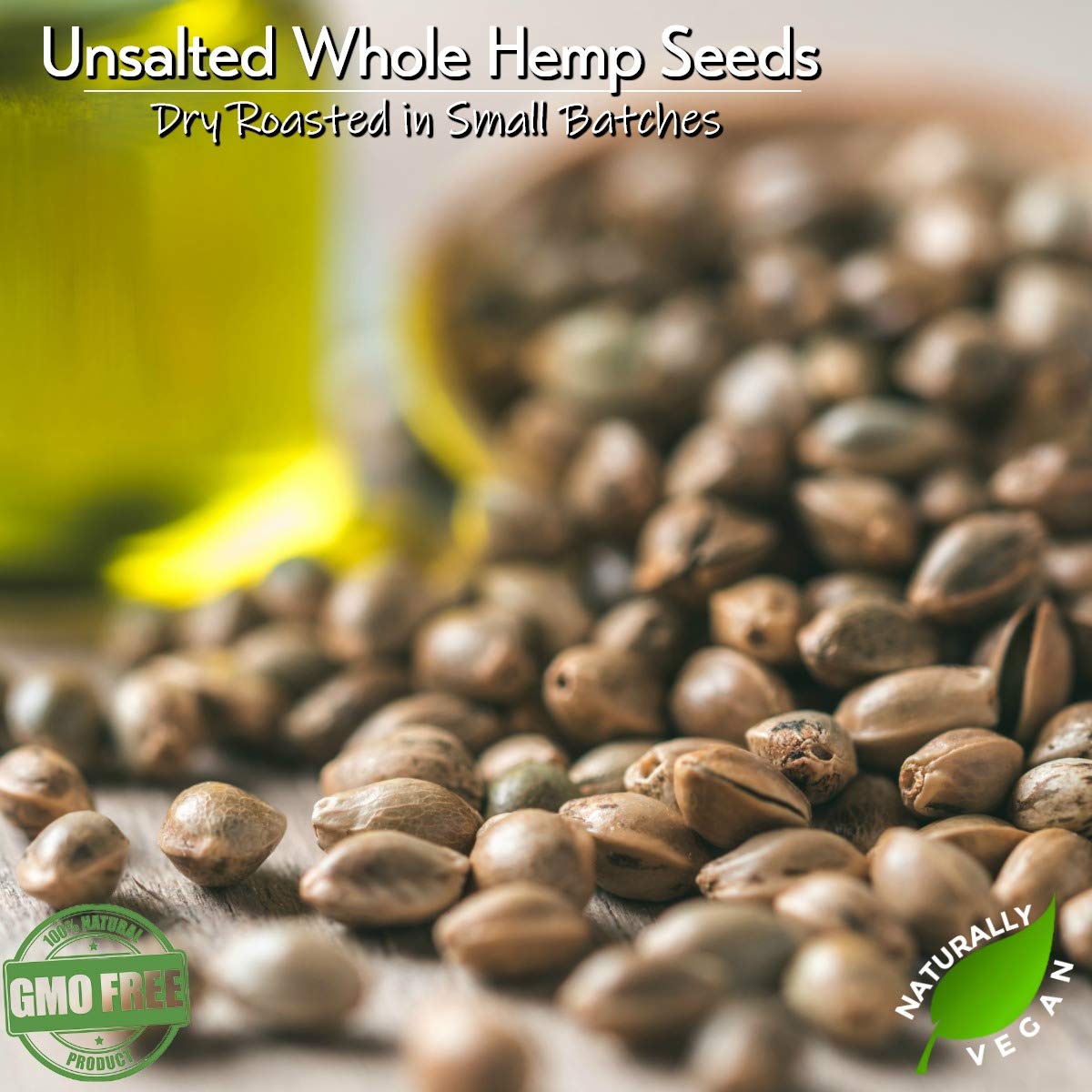 GERBS Roasted Unsalted Whole Hemp Seeds 4 LBS. Premium Grade | Dry Roasted & Packaged in Resealable Bulk Bag |THC Free, Keto & Paleo |High in Magnesium, Protein & Fiber| Gluten Peanut Tree Nut Free : Grocery & Gourmet Food
