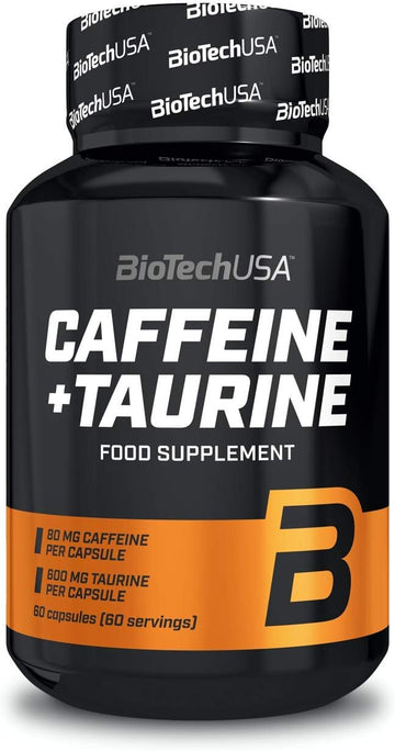 Biotechusa Caffeine + Taurine | Each Capsule Contains 80 Mg Of Caffeine And 600 Mg Of Taurine | Gmo-Free | Gluten-Free, 60 Capsules