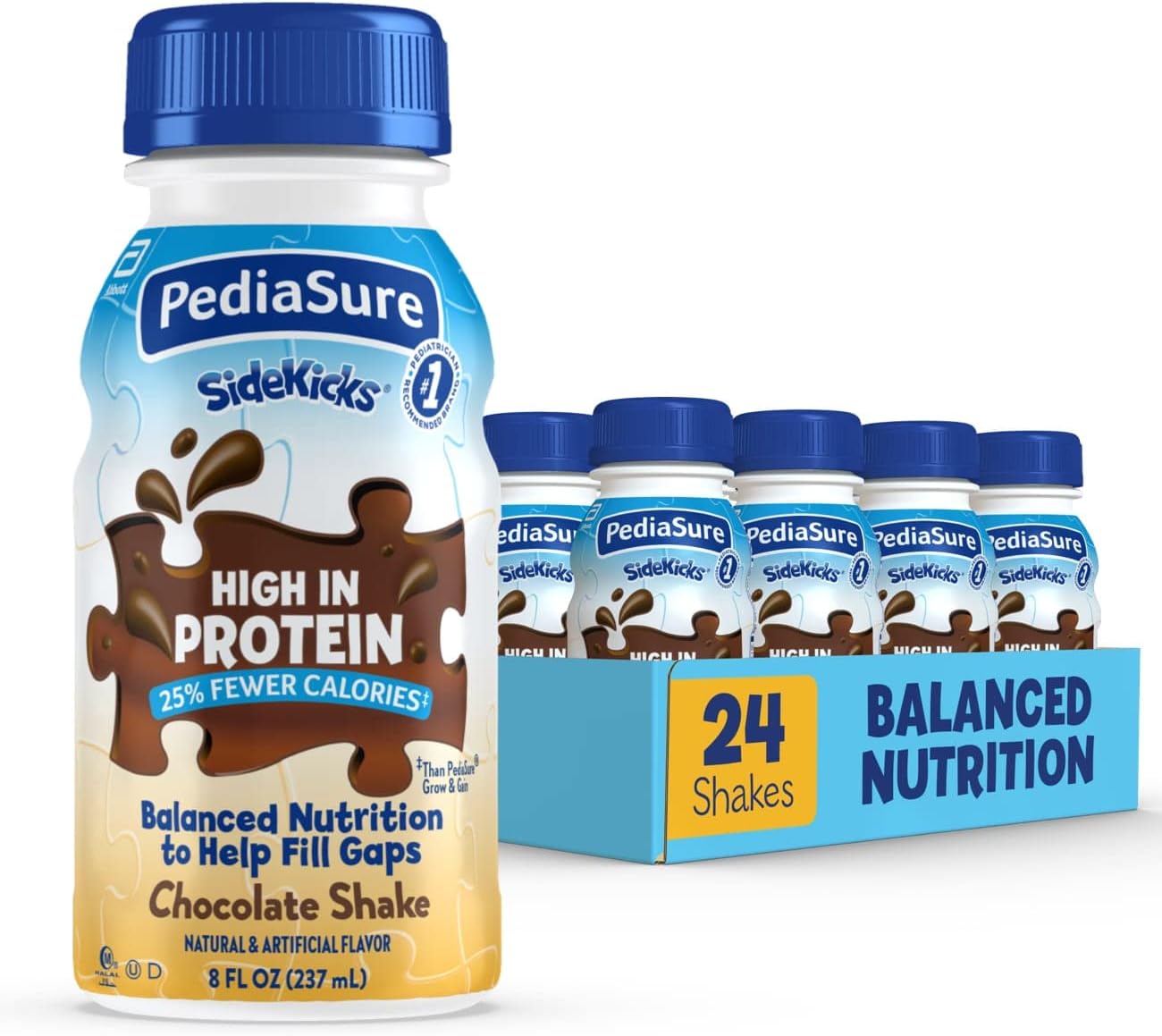 Pediasure Sidekicks, 24 Shakes, Kids Protein Shake, With Key Nutrients And Protein To Help Kids Catch Up On Growth And Help Fill Nutrient Gaps, Chocolate, 8 Fl Oz, Pack Of 24