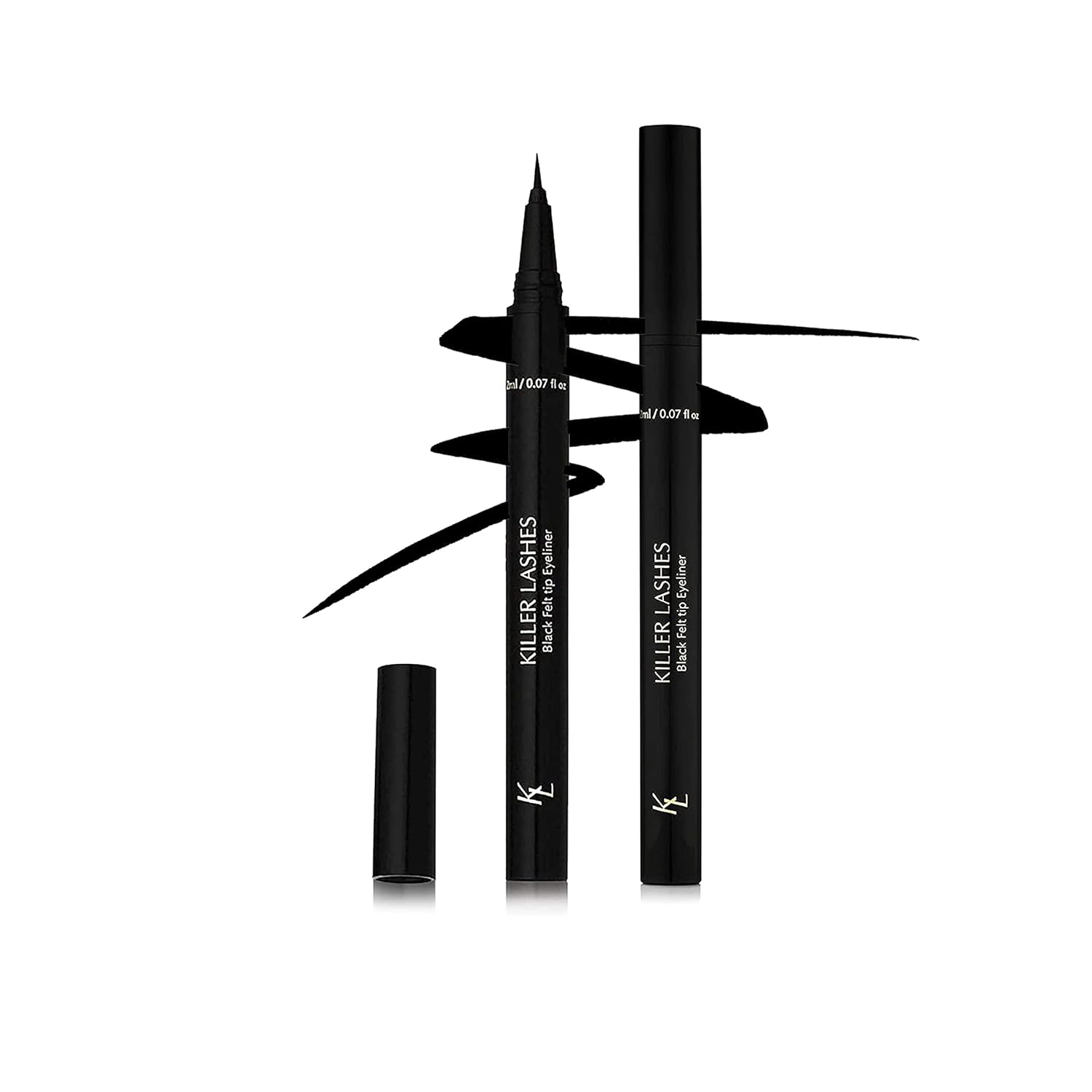 Kl Killer Lashes Liquid Black Eyeliner - Ultra Thin Felt Tip Eye Liner For Natural & Statement Eye Makeup | Quick Dry, Long Lasting & Smudge Proof Eyeliner, 1 Count