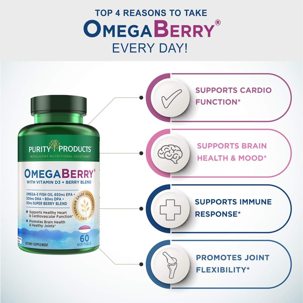 Purity Products OmegaBerry Fish Oil with Vitamin D3 and Organic Acai -