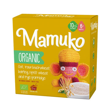 Mamuko Organic Porridge - Multi Grain Porridge Blend Of Oats, Bright Buckwheat, Barley, Spelt, Rye & Grits - High Fiber Porridge No Added Sugar, Milk & Preservatives -Organic Porridge With 10 Servings