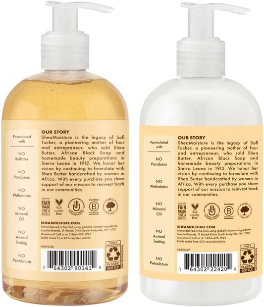 Shea Moisture Baby Essentials, Raw Shea Chamomile & Argan Oil Baby Wash & Shampoo Bundled with Baby Lotion, Skin Care for Baby, 13 Fl Oz (Pack of 2)