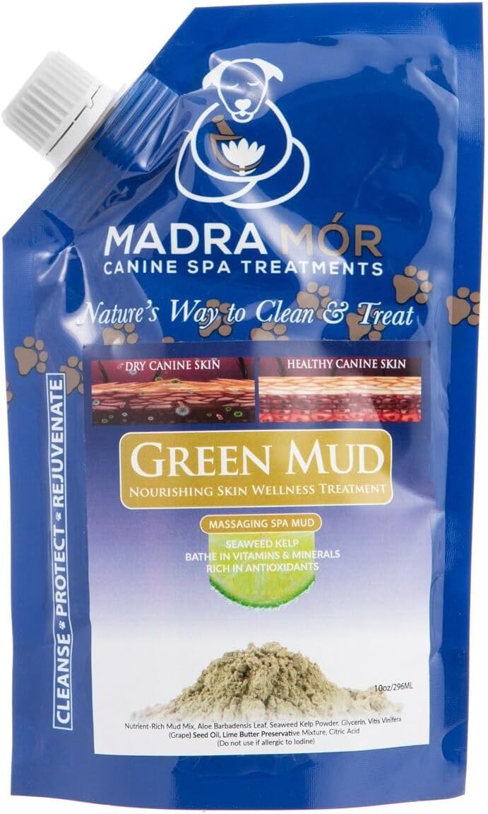 Madra Mor Green Mud Pouch - Natural Canine Spa Treatment | Rejuvenating Green Mud Infusion | Revitalise Your Dog'S Skin And Coat With Madra Mor'S Botanical Enriched Formula, 296Ml