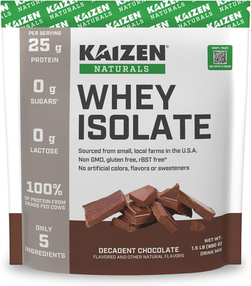 Whey Isolate | Chocolate | 25G Protein | Grass Fed | No Artificial Ingredients | Only 5 Ingredients | Fast Absorption | See The Test Results | 0G Lactose | Gluten Free | Non Gmo | 1.5Lb | 22 Servings