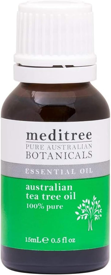 Naturesplus Meditree Pure Australian Botanicals Tea Tree Oil - .5 Fl Oz - 100% Pure Essential Oil, Natural Antiseptic - Maintains Glowing Skin - Deep Cleans Pores, Reduces Redness - Natural, Vegan