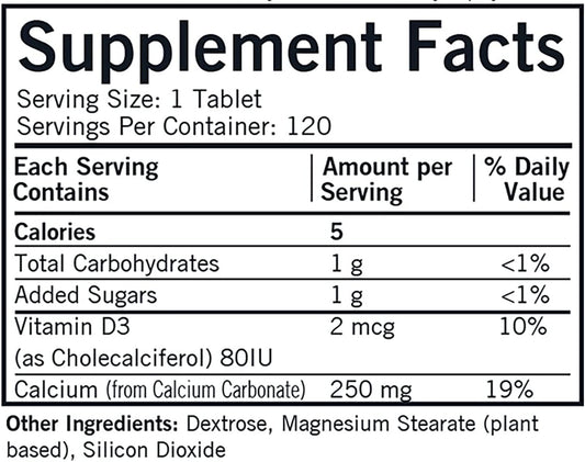 Kirkman - Calcium 250Mg With Vitamin D3-120 Tablets - Essential Minerals - Helps Maintain Strong Bones - Hypoallergenic