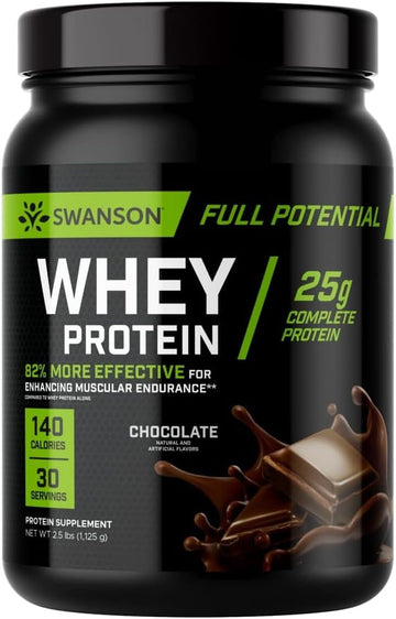 Swanson Full Potential Whey Protein - Chocolate Flavor, Protein Powder For Muscle Building And Recovery - 25 G