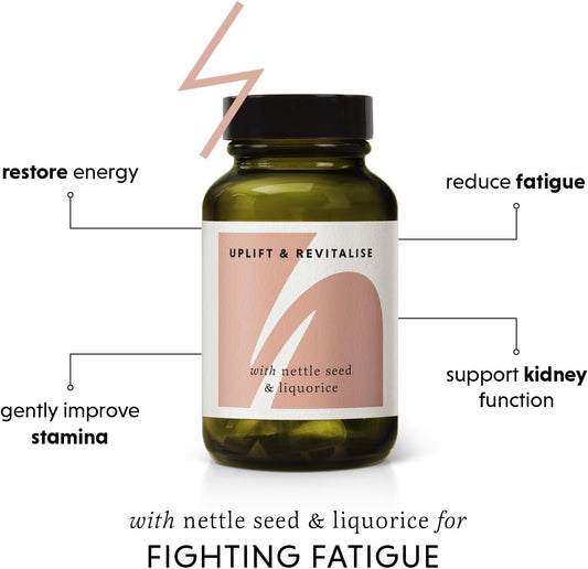 The Herbtender Uplift & Revitalise – Herbal Fatigue Fighter With Nettle Seed, Rhodiola & Reishi Adaptogens For Energy, Stamina & Vitality, Vegan, Organic, 60 Capsules