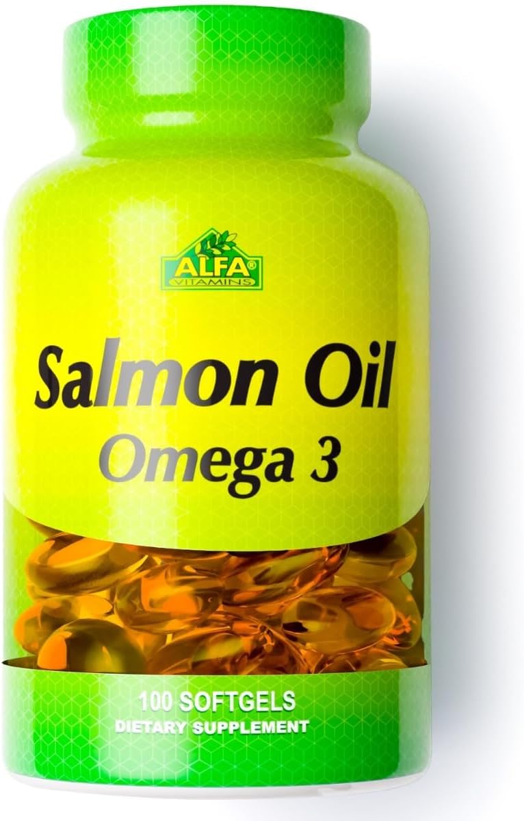 Alfa Vitamins - Salmon Oil 100 Softgels - Fish Oil - Epa - Dha - Essential Fatty Acids - 100 Softgels