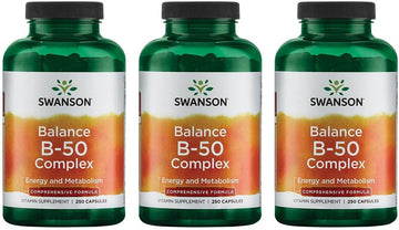 Swanson B-50 B-Complex - High-Potency B Vitamin Complex For Immune, Heart, And Nervous System Support - 250 Capsules (3 Pack)