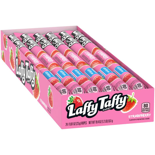 Laffy Taffy Rope Candy, Strawberry Flavor, 0.81 Ounce Ropes (Pack Of 24)