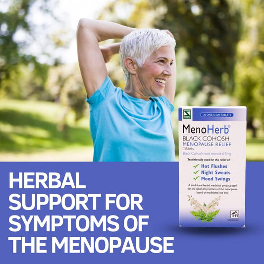 Schwabe Pharma - Menoherb - Menopause Relief - Black Cohosh Root Extract 6.5Mg - Traditionally Used For Hot Flushes, Night Sweats And Mood Swings - 30 Tablets
